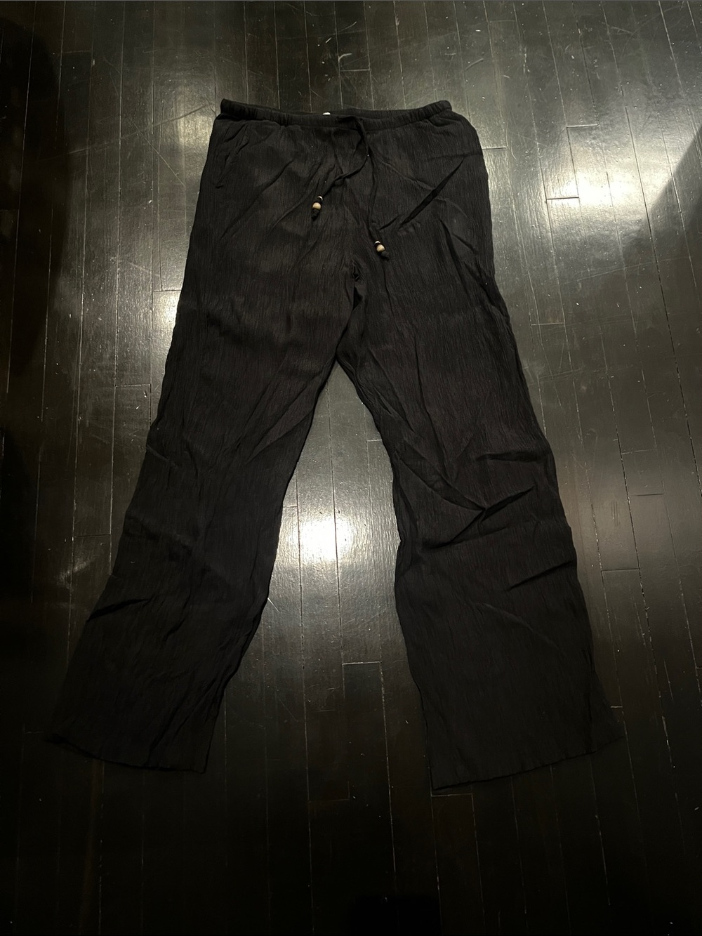 Zara Black Wide-Leg Drawstring Trousers